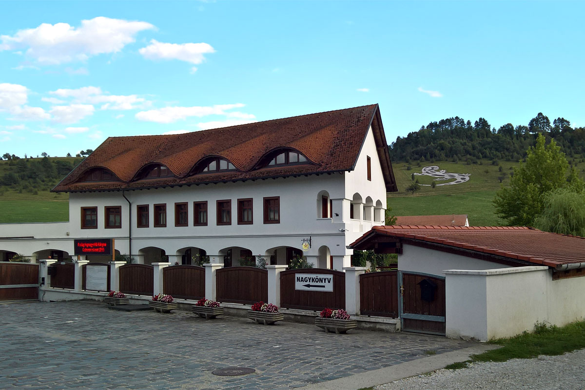 A domboldalban az Aggteleki Nemzeti Park jelképe, a foltos szalamandra